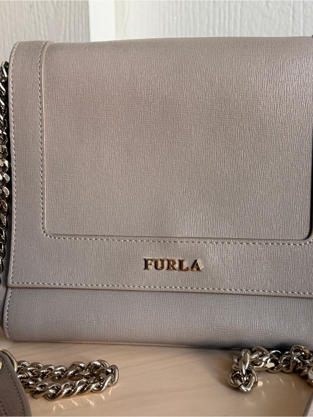 Furla Neutral Taupe Saffiano Leather Crossbody - Picture 3 of 11